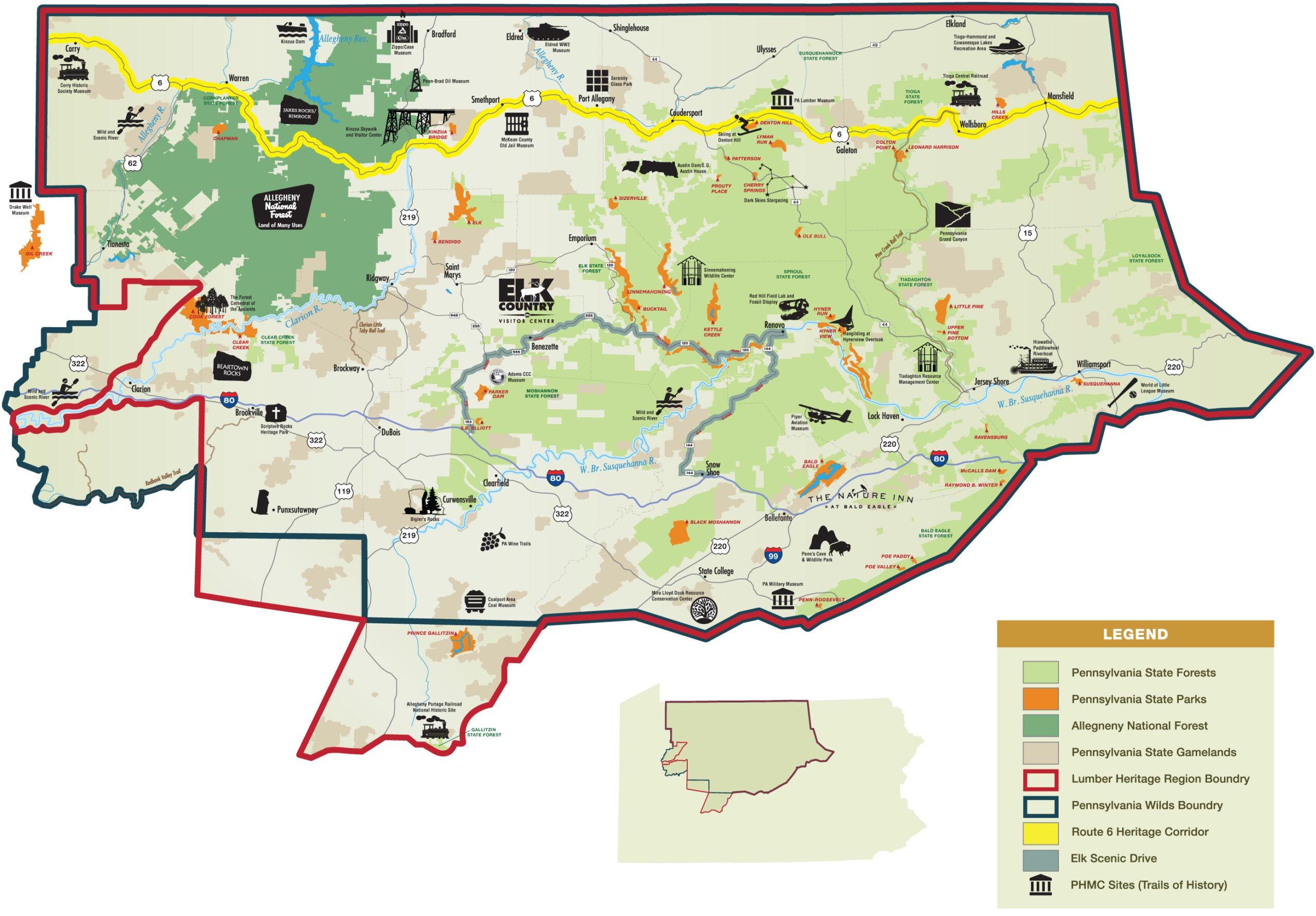 Pennsylvania Lumber Museum Wayfinding Map