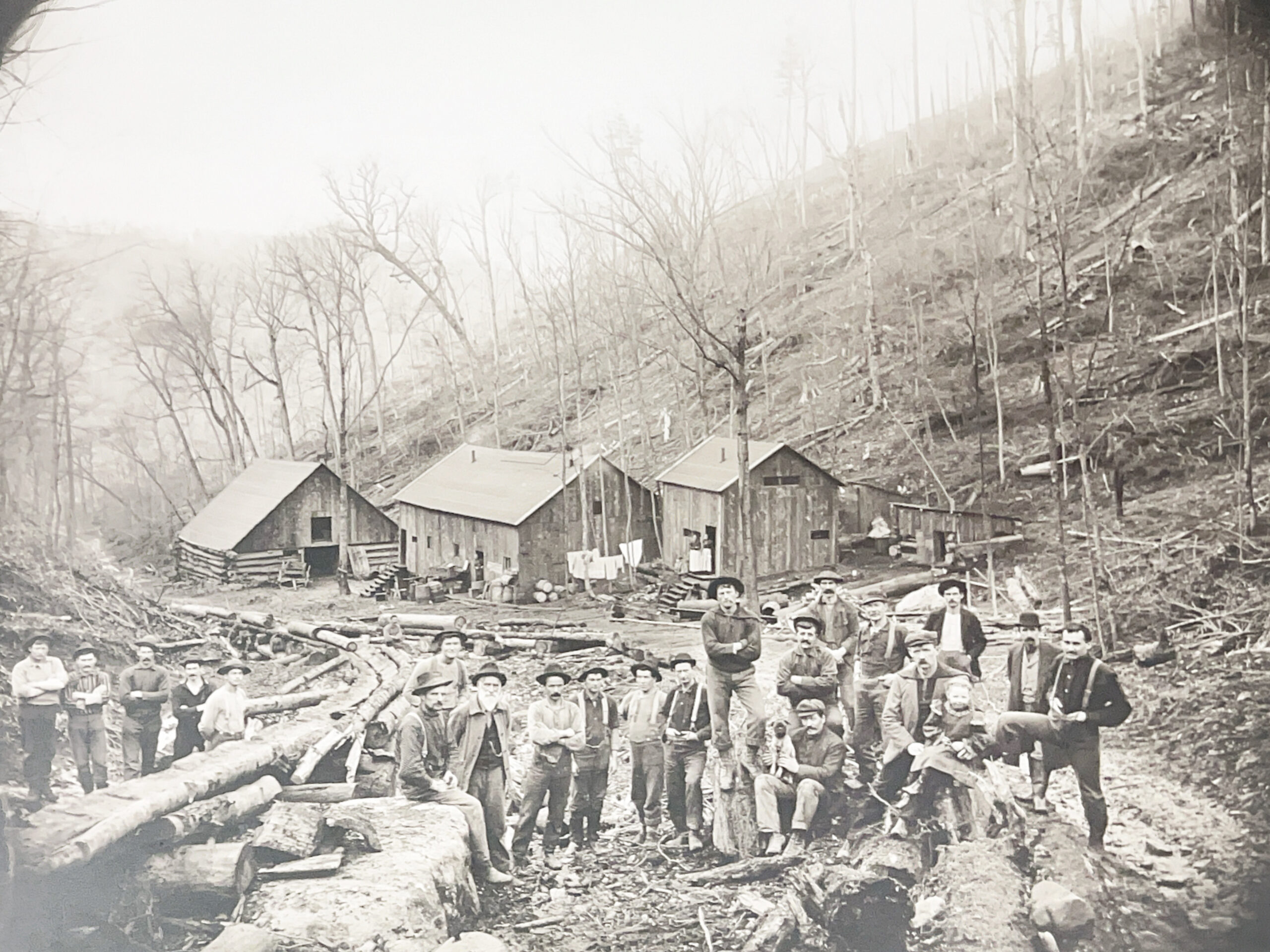 Log Slide Through a Lumber Camp – North Central PA 1890