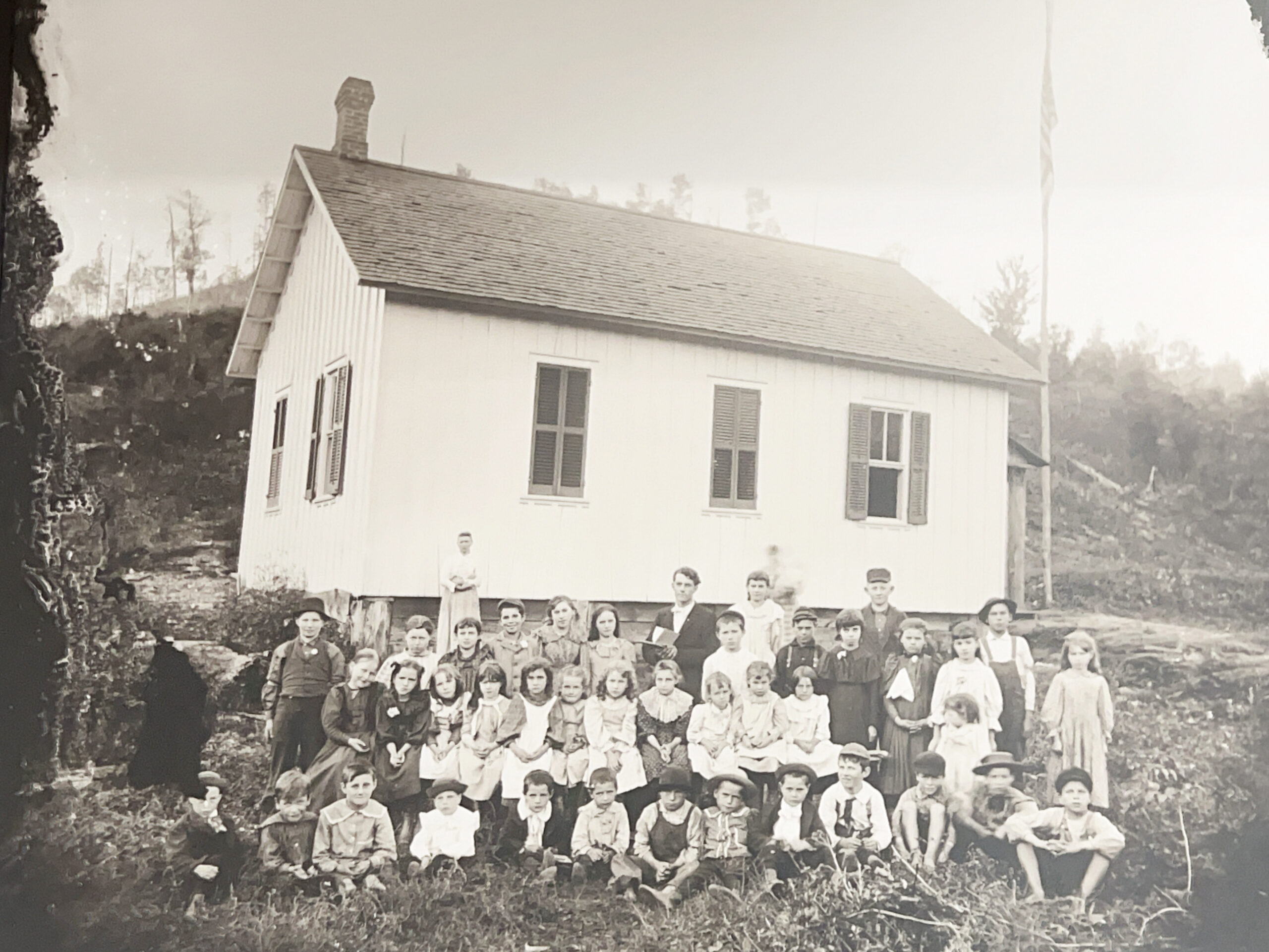 Schoolhouse and Pupils – Unknown Location