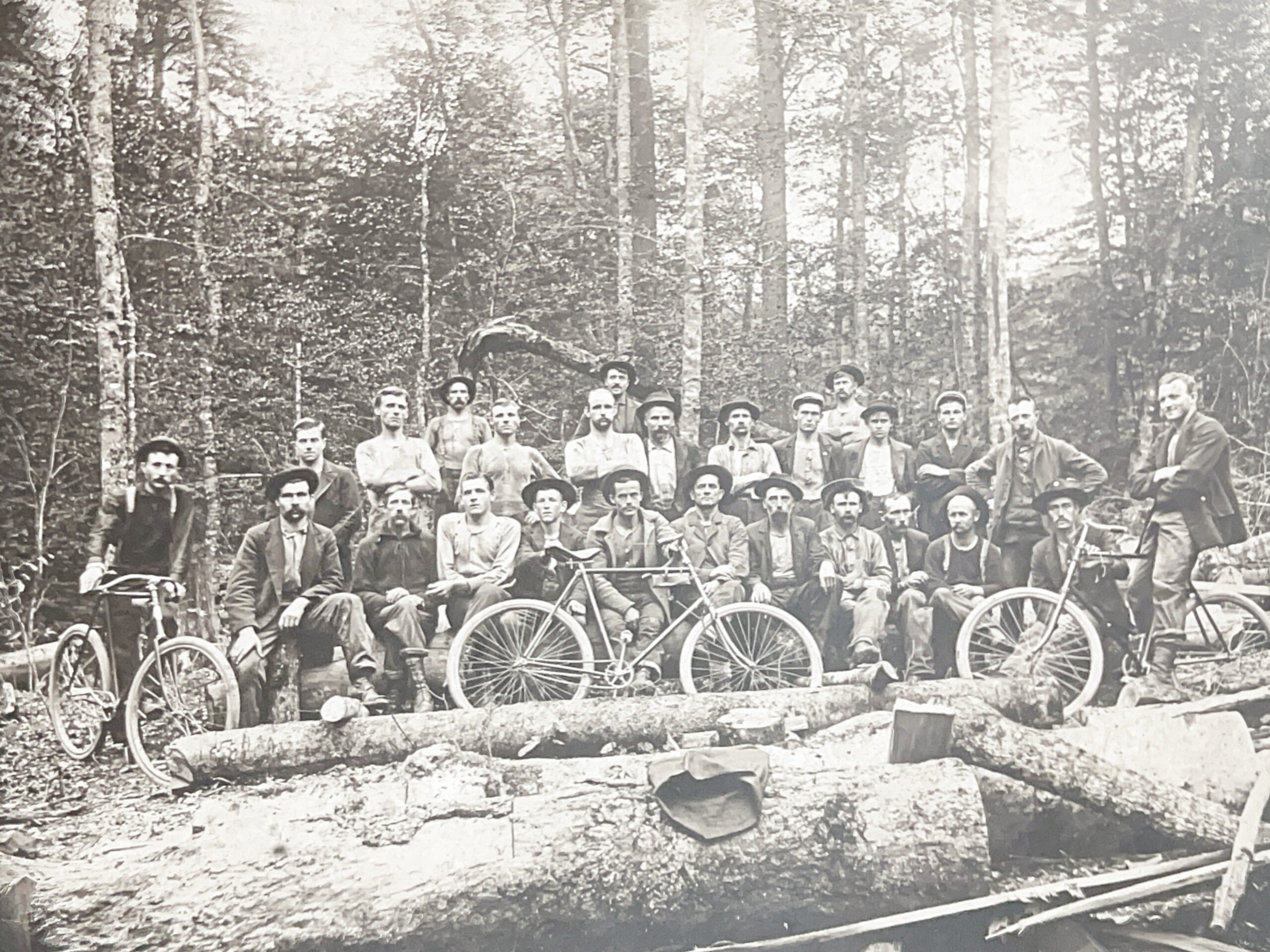 Men and Three Safety Bicycles – In the PA Lumber Region