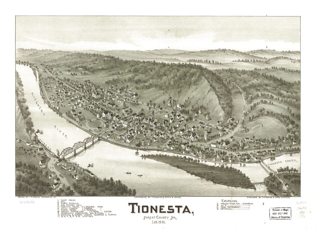 Historic image of the town of Tionesta