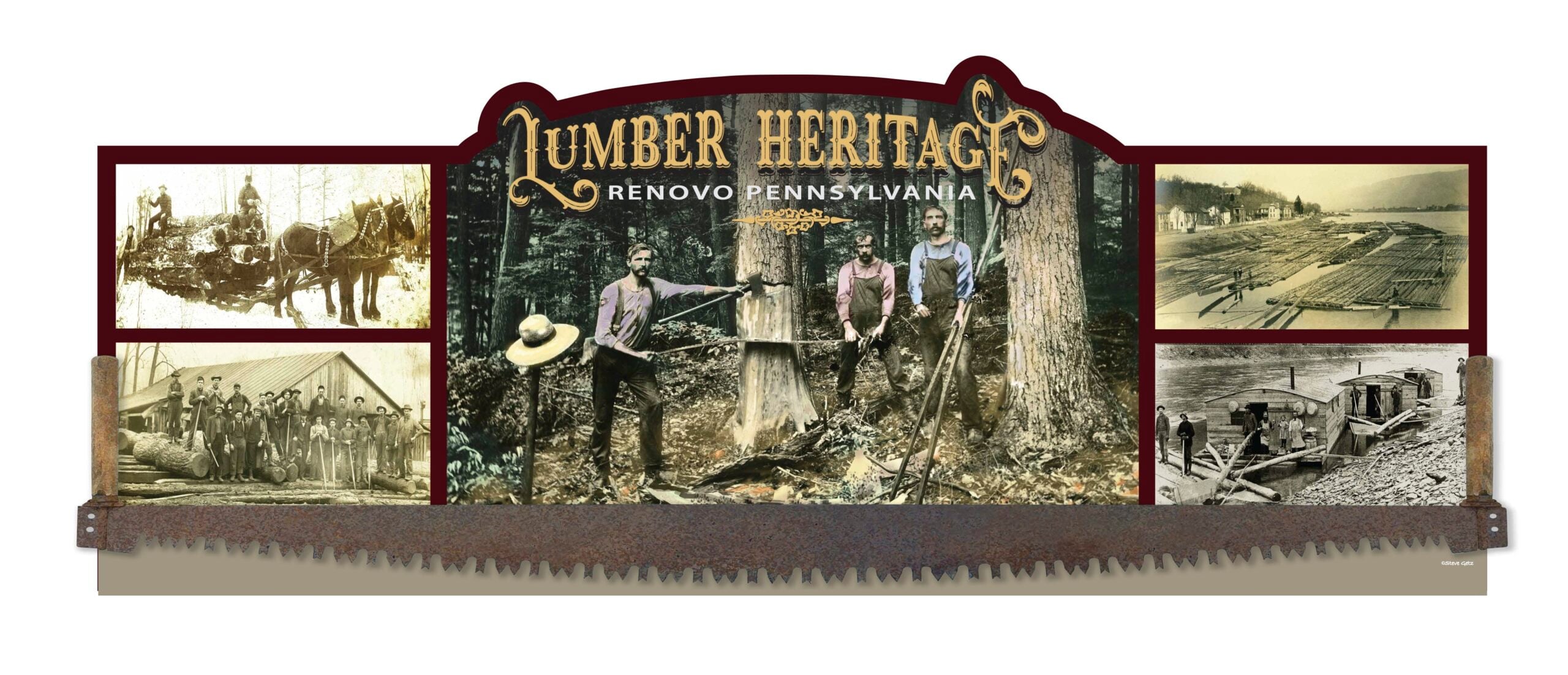 Greater Renovo Area Heritage Park  – Carved in History: The Lumber Heritage Mural